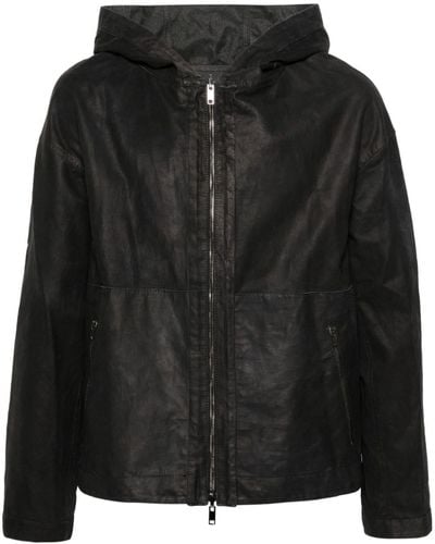 Salvatore Santoro Hooded Leather Jacket - Black