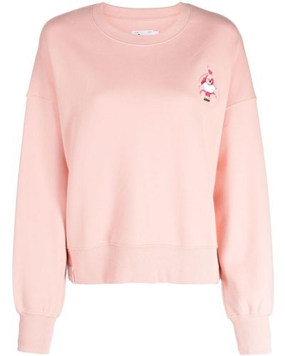 Izzue Logo-patch Ribbed-hem Sweatshirt - Pink