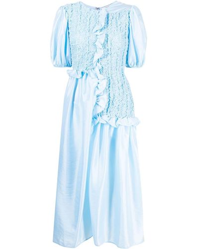 Cecilie Bahnsen Kleid mit Puffärmeln - Blau