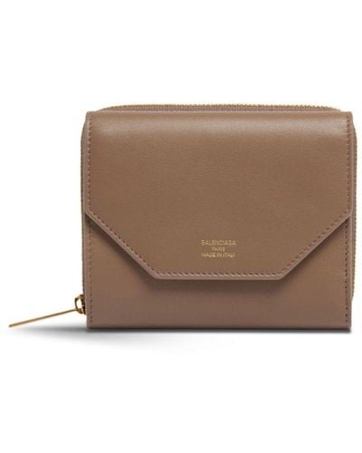 Balenciaga Mini portefeuille Envelope en cuir - Marron