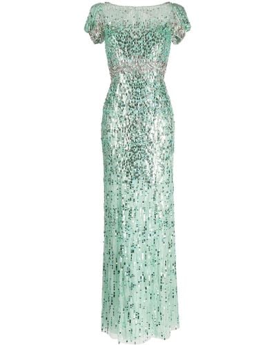 Jenny Packham Sungem sequin-embellished gown - Verde