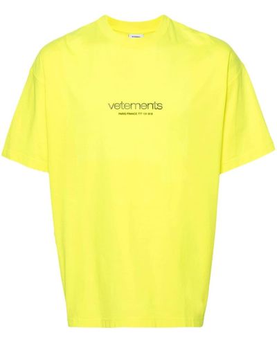 Vetements Logo-embossed Cotton T-shirt - Yellow