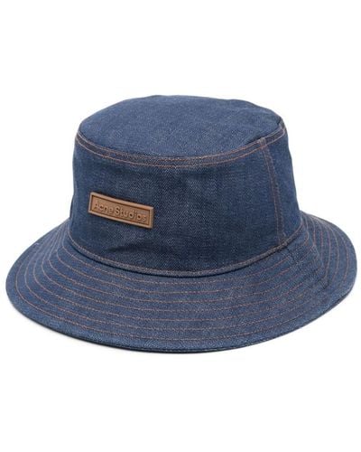 Acne Studios Sombrero de pescador vaquero con logo - Azul