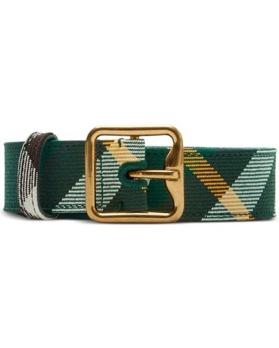 Burberry Check-pattern Buckled Belt - Green