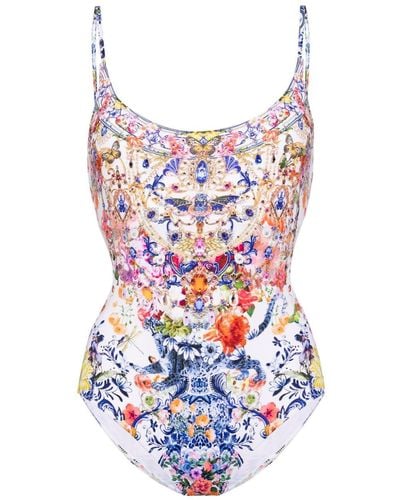 Camilla Dutch Is Life Floral-print Swimsuit - White