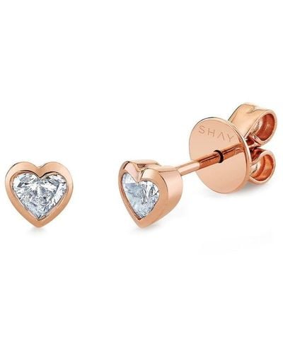 SHAY 18kt Rose Gold Heart Diamond Stud Earrings - White