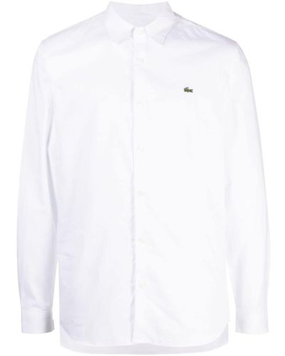 Lacoste Logo-embroidered Poplin Cotton Shirt - White