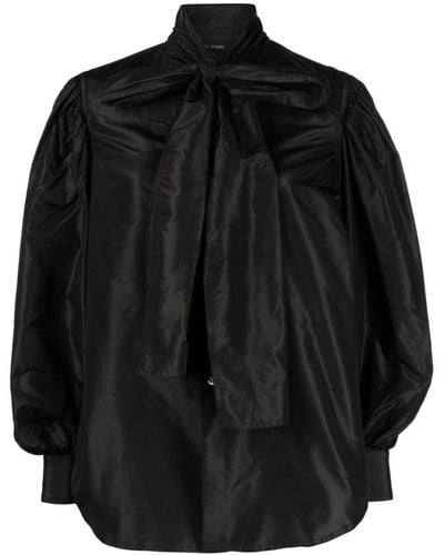 Sofie D'Hoore Chemise en soie à détail de foulard - Noir