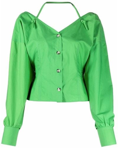 Nanushka Halterneck Cotton Shirt - Green