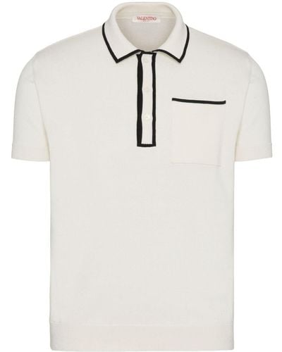 Valentino Garavani Contrast-trim Cotton Polo Shirt - White