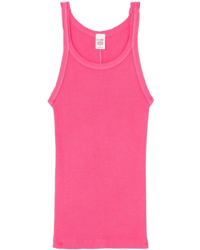 RE/DONE Ribbed-knit Tank Top - Pink