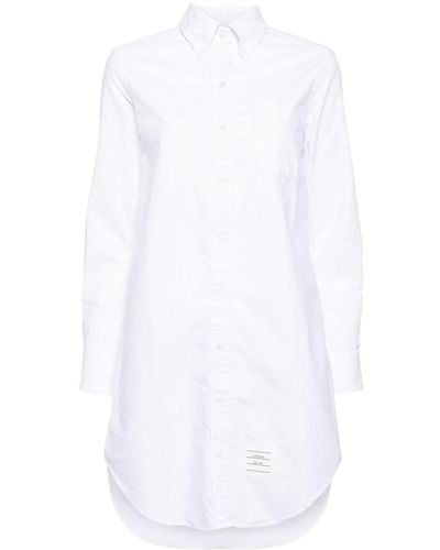 Thom Browne Logo-patch poplin shirt dress - Weiß