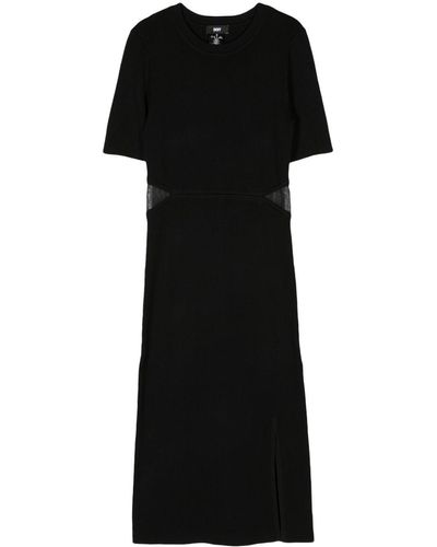 DKNY Robe mi-longue à découpe - Noir