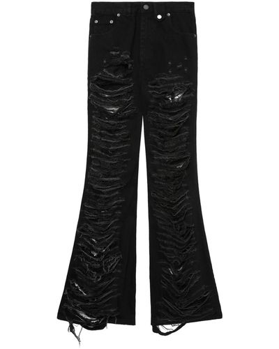 Egonlab Ripped Wide-leg Jeans - Black