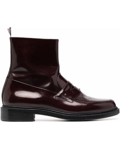 Thom Browne Penny-slot Ankle Zip-up Boots - Red