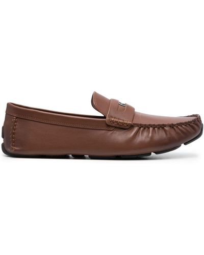 COACH Logo-plaque Leather Loafers - Brown
