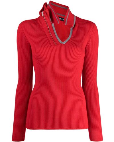 Y. Project Asymmetric Ribbed Sweater - Red