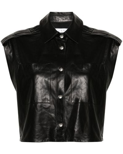 IRO Turan ノースリーブ レザーシャツ - ブラック
