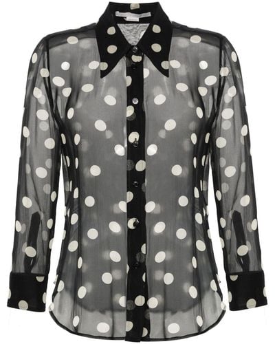 Stella McCartney Georgette-Hemd mit Polka Dots - Schwarz