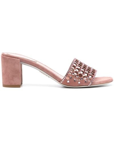 Rene Caovilla Ginger 60mm Suede Mules - Pink