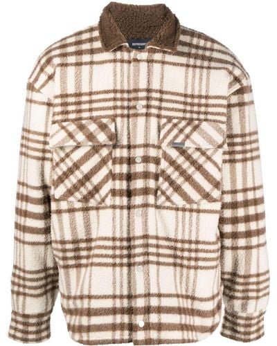Represent Check-pattern Collared Overshirt - Brown