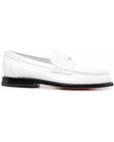 Santoni Penny Leather Loafers - White