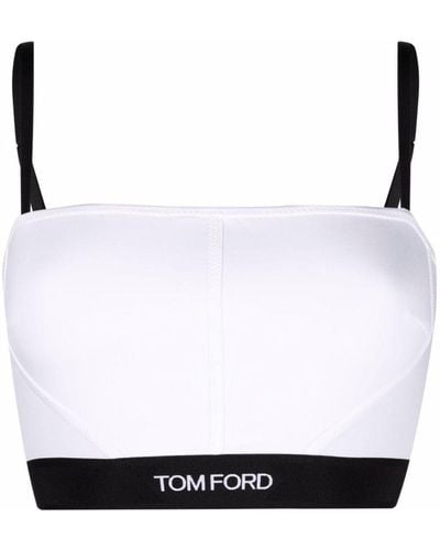Tom Ford Sujetador con franja del logo - Blanco