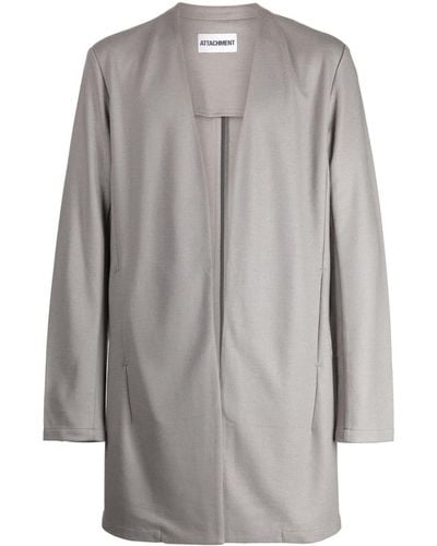 Attachment V-neck Open-front Coat - Gray