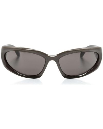 Balenciaga Sonnenbrille mit ovalem Gestell - Grau