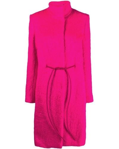Genny High-collar Belted Coat - Pink