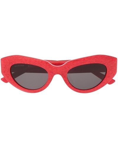 Balenciaga Occhiali da sole cat-eye con placca logo - Rosso