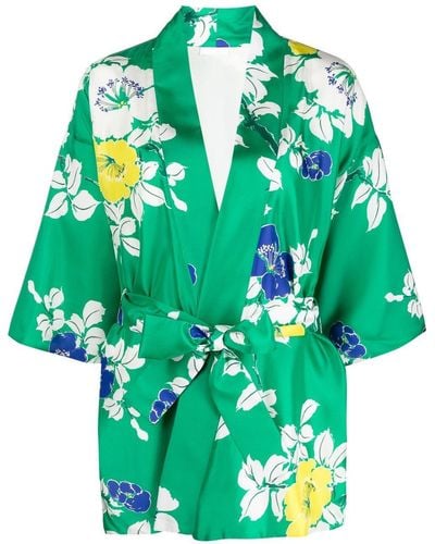 P.A.R.O.S.H. Floral-print Kimono Jacket - Green
