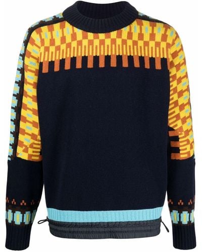 Sacai Intarsia-knit Sweater - Blue
