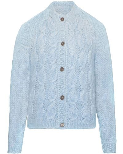 Maison Margiela Knitted Mohair-blend Cardigan - Blue