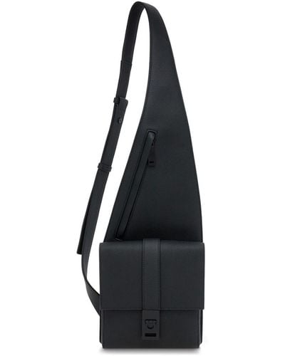 Ferragamo Asymmetric Faux-leather Messenger Bag - Black