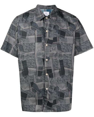 PS by Paul Smith Geometric-pattern Short-sleeve Shirt - Grey