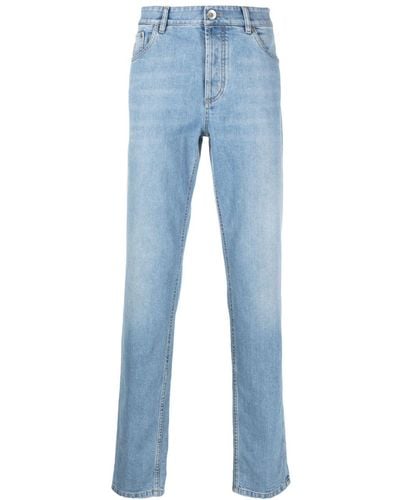Brunello Cucinelli Halbhohe Straight-Leg-Jeans - Blau