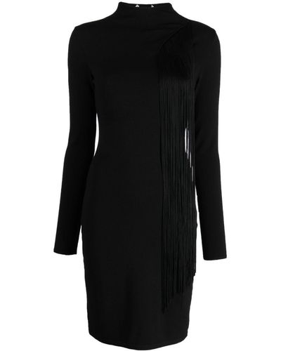 Stella McCartney Asymmetric Fringed Knitted Dress - Black