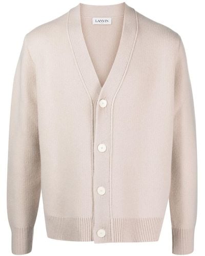 Lanvin V-neck Wool-cashmere Cardigan - Natural