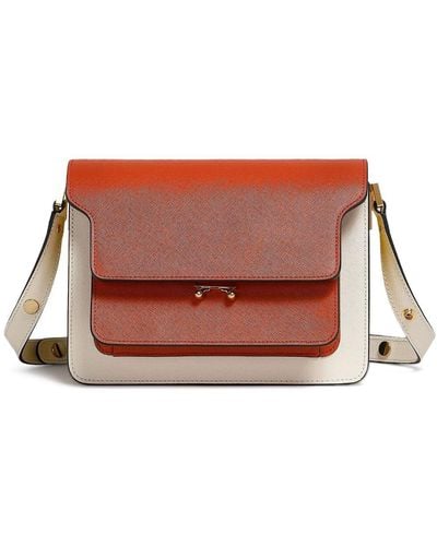 Marni Trunk E/w Leather Shoulder Bag - Red