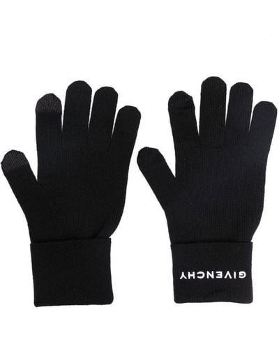 Givenchy Logo-embroidered Knitted Gloves - Black