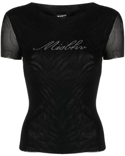 MISBHV Camiseta corta con logo de cuentas - Negro