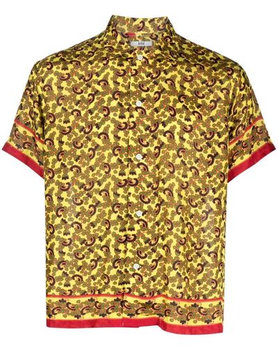 Bode Paisley-print Short-sleeved Silk Shirt - Yellow