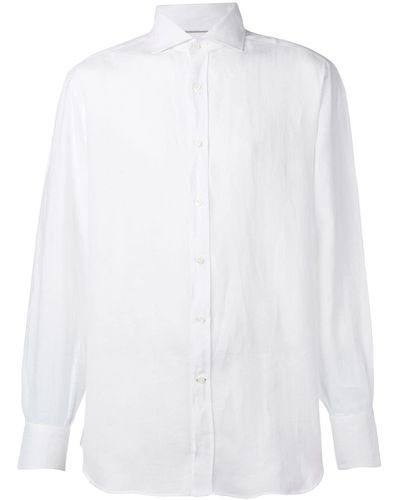 Brunello Cucinelli Camisa con cuello de pico - Blanco
