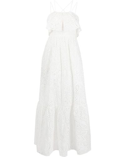 Self-Portrait Broderie Anglaise Maxi-jurk - Wit