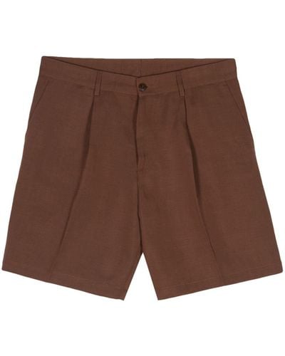 Costumein Pleated Slub Bermuda Shorts - Brown