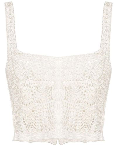 Forte Forte Cropped Crochet Top - White