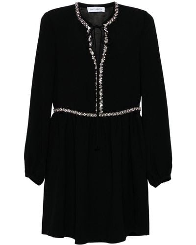 Dice Kayek Crystal-embellished Long-sleeve Minidress - Black