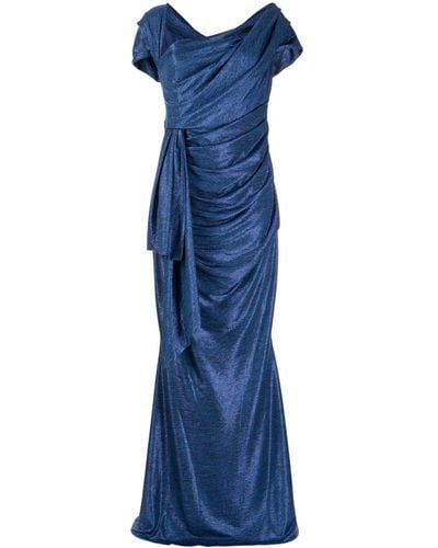 Talbot Runhof Draped Lurex Mermaid Gown - Blue