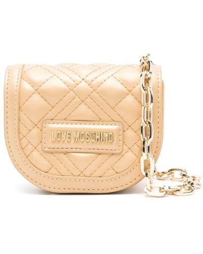 Love Moschino Glitter-embellished Quilted Mini Bag - Natural